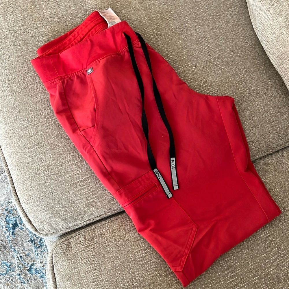 Neon Red Figs scrub set
